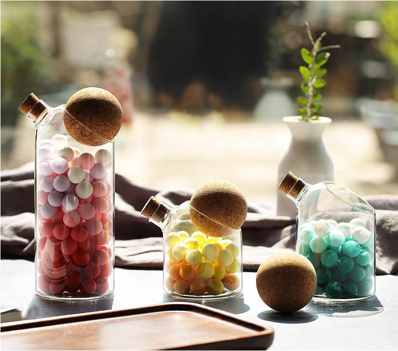 High Borosilicate Glass Storage Jar Clear Glass Canister with Cork Lid