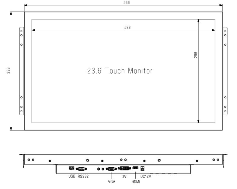 Touch Monitor POS 23.6" TFT LCD 1920*1080 Saw Touch Screen Monitor