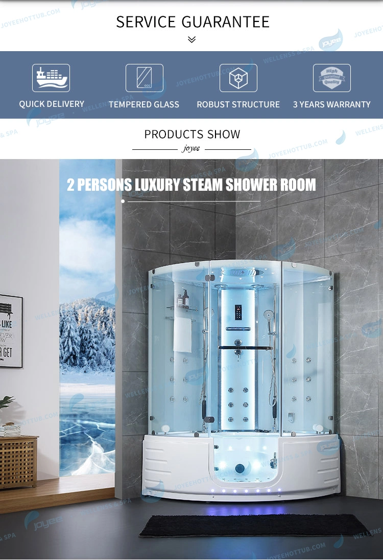 Tempered Glass Luxury Whirlpool Steam Shower Room with Touch Screen Control Panel