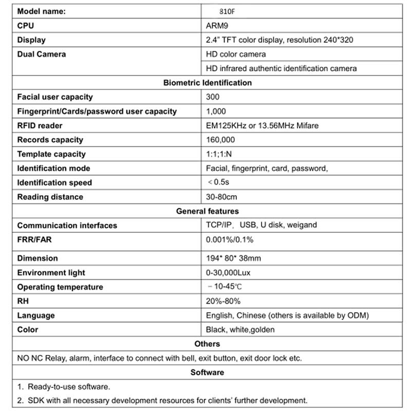 Facial Identification and Fingerprint Lock Access Contorl Terminal Machine