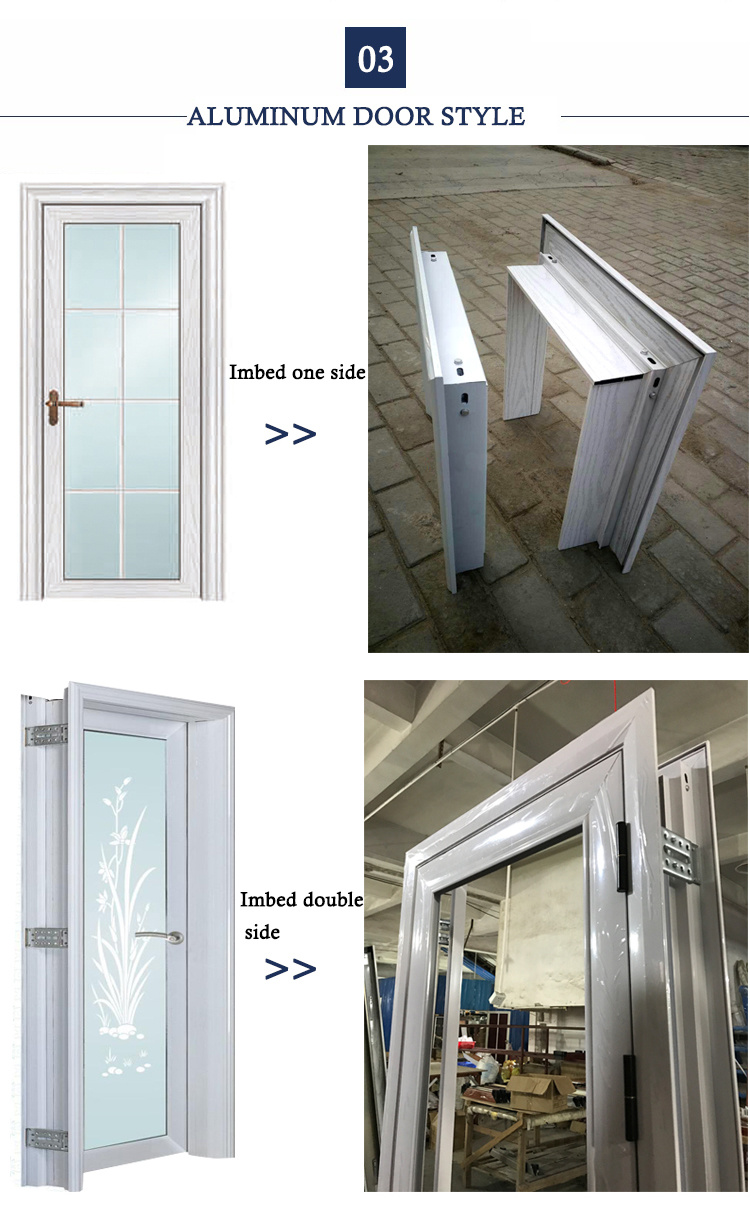 Toilet Balcony Aluminum Transparent Glass Double French Interior Sliding Door