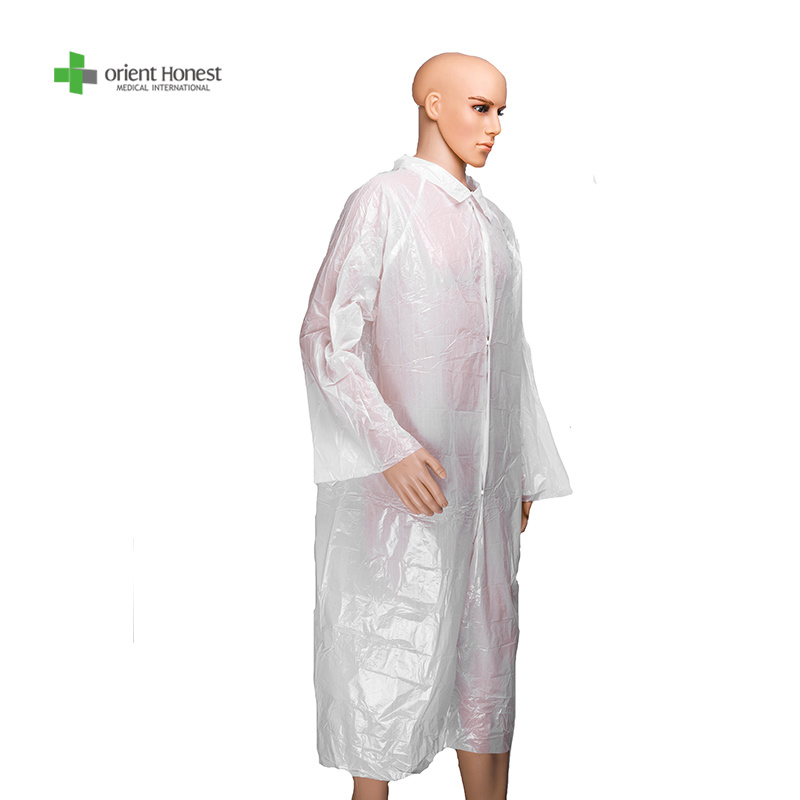 PE Lab Coat Disposable PE Laboratory Coat PE Clothing Laboratory PE Lab -Gown Disposable PE Vistor Gown Hubei Supplier