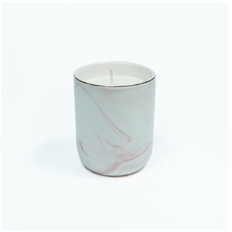 Personalized Fragrance Marbling Ceramic Jar Candles Natural Soy Wax