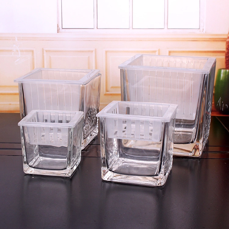 Clear Square Glass Candle Jar Glass Candle Holder Painted Glass Jar