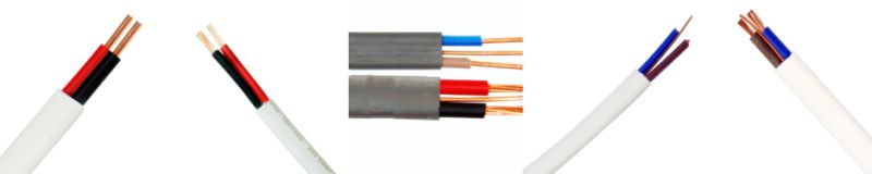Twin and Earth Flat Wiring Cable Grey Flat Electric Double Insulated Cable House Wiring Cable