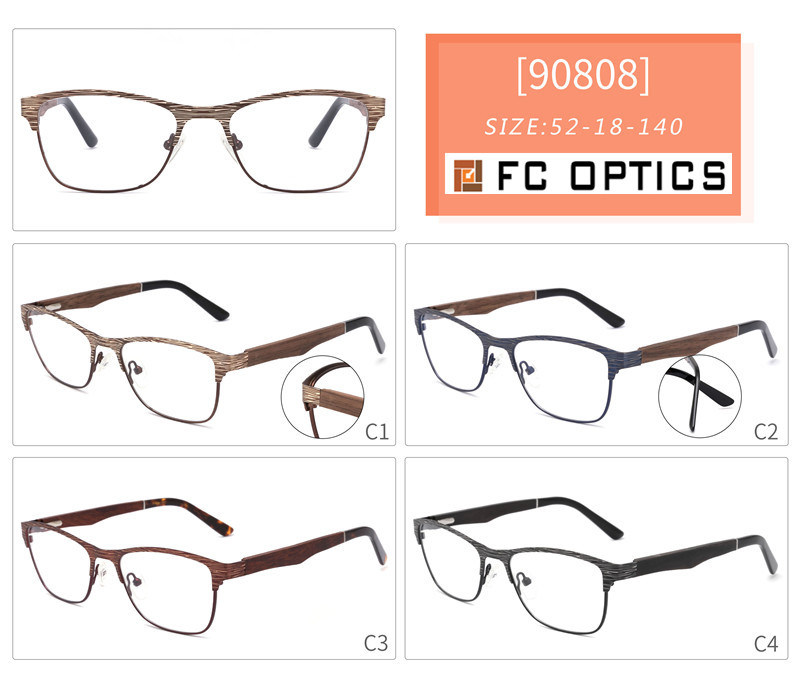 Cat Eye Shop Wood Wooden Metal Full Rim Luxury Prescription Custom OEM ODM Optical Spectacles Glasses Eyewear Frames