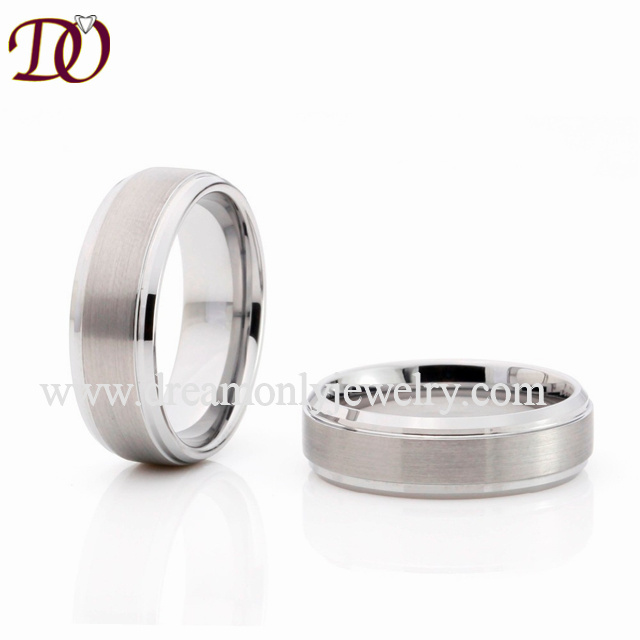 Quality Tungsten Ring with Brushed, Stepped and Beveled Finish