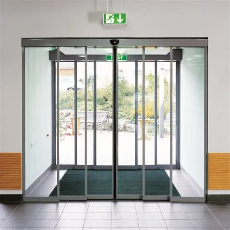 Automatic Sliding Door 2X150kgs Capacity, Dual Leaf Glass Door, Aluminum Frame Glass Sliding Door