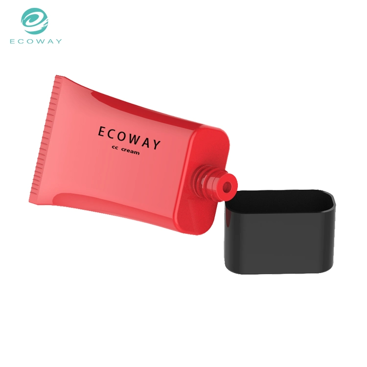 50ml Red Outer Cover, Transparent Inner Cover Black Flat Screw Cap Soft Tube
