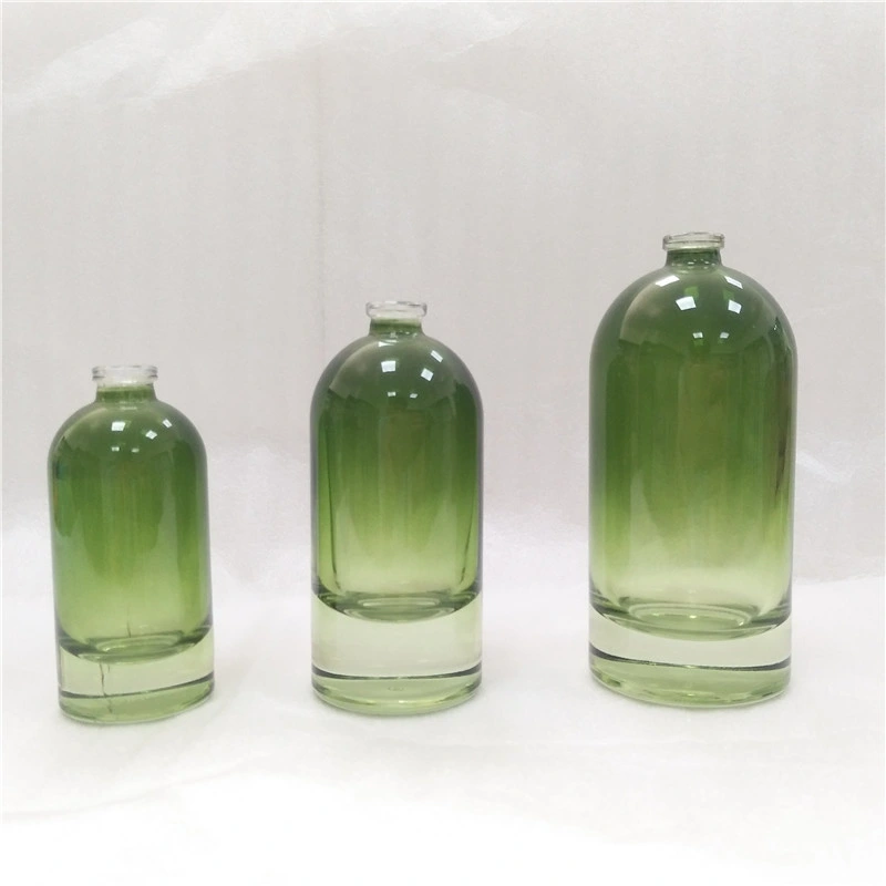 30ml 50ml 100ml Gradient Green Color Coating Glass Perfume Bottle with Perfume Caps