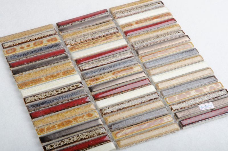 Coffee Shop Decorative Mixed Color Strip Ceramic Glazed Mosaic Tile