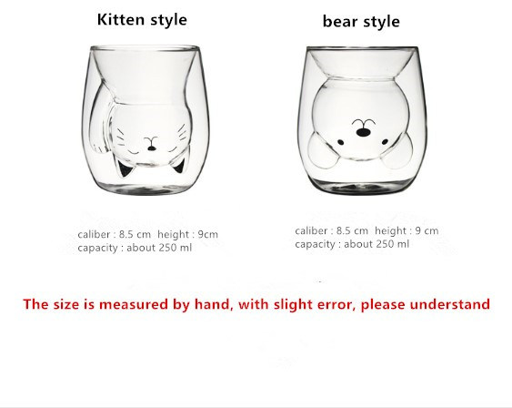 Animal Double-Layer Heat-Resistant and High Borosilicate Glass, Lovely Animal Shape Glass Cup