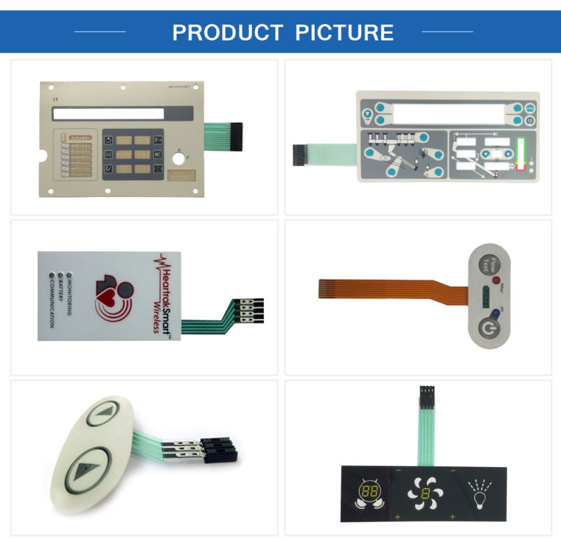 Screen Printing Graphic Overlay Membrane Switch Panel with Aluminum Plate