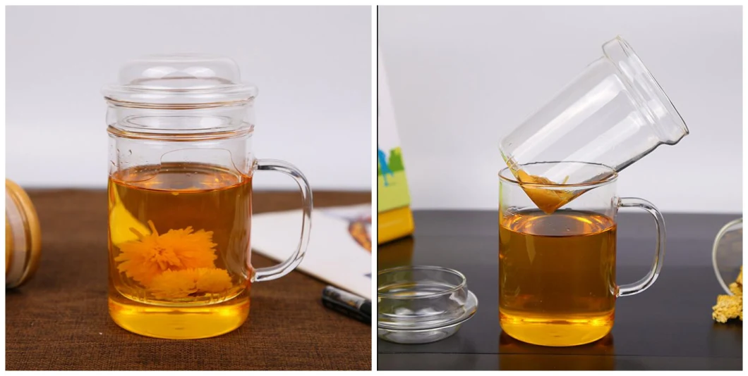 Pyrex Glass Tea Cup with Infuser Borosilicate Glass Teacup Glass Office Cup Gift Glass Teacup