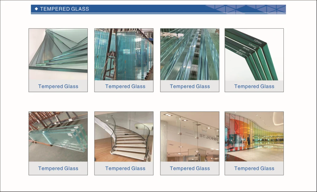 6mm/8mm/10mm/12mm Clear/Bronze/Blue/Green/Grey/Tinted Tempered/Toughened Railing Glass