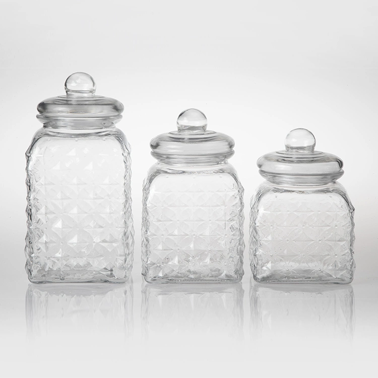 Airtight Customized Glass Lid Glass Food Storage Jar Bottle with Airtight Glass Lid