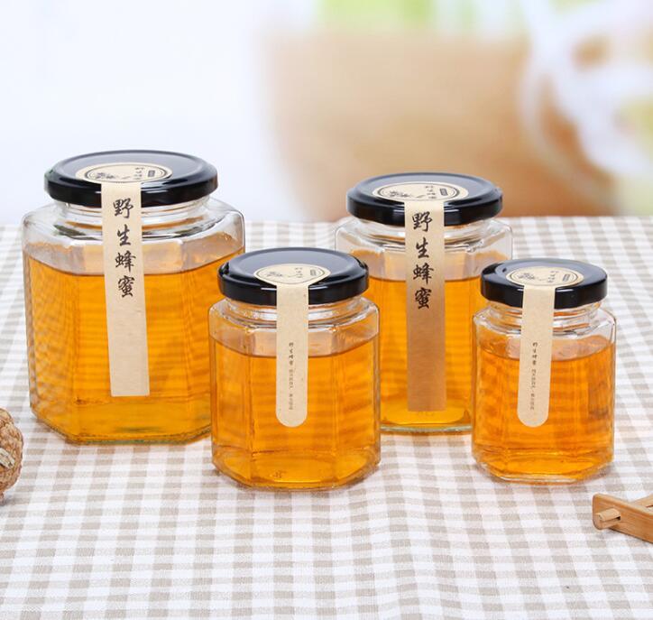 Hexagonal Glass Jar Honey Jar Jam Jar Bird's Nest Jar Chili Beef Sauce Jar