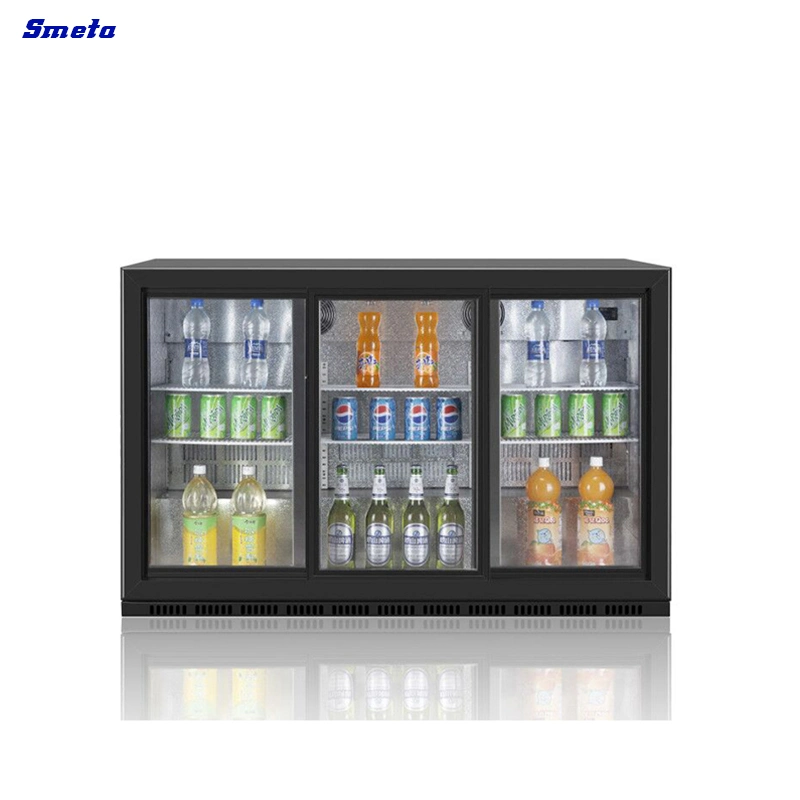 Smeta 205L Double Glass Front Doors Bar Refrigerator Commercial Back Bar Display