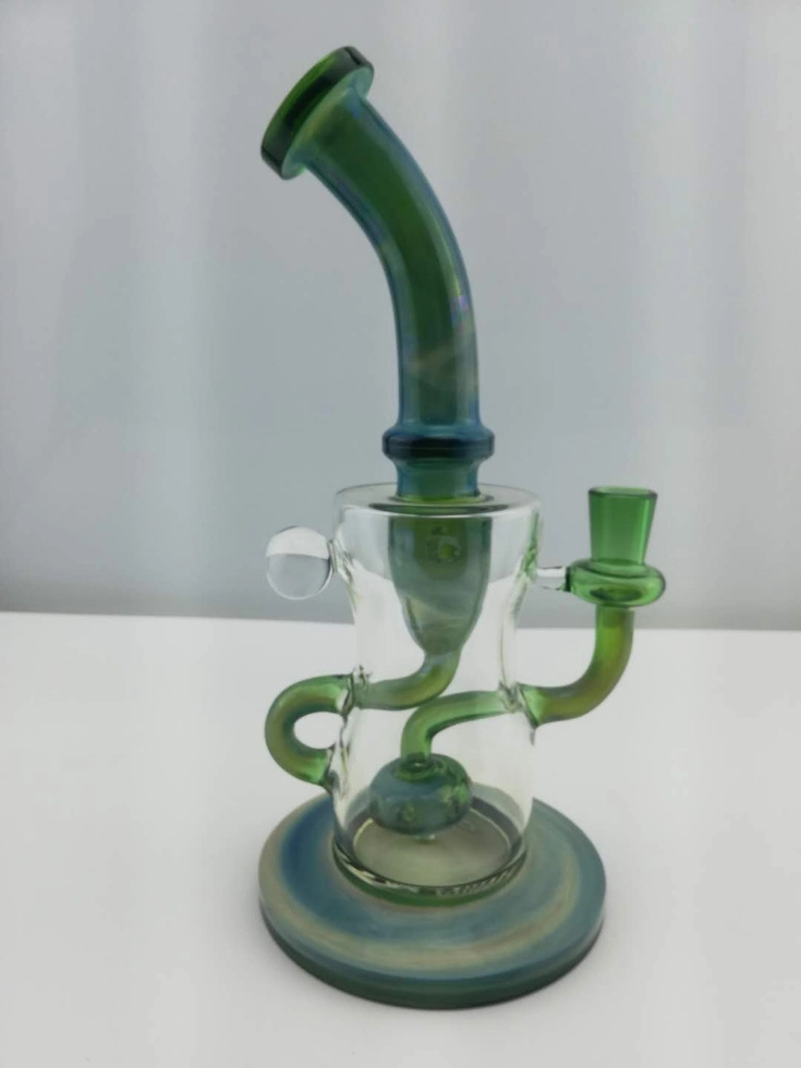 Green High Borosilicate Glass Hookah Glass Pipe Glass Water Pipes DAB Rig Recycler