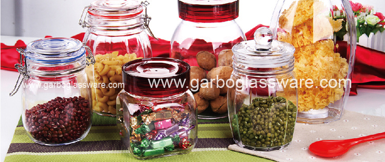 500ml Metal Clip Storage Jar Glass Storage Jar with Ceramic Cover Sealed Food Bowl with Ceramic Lid GB21150500gt