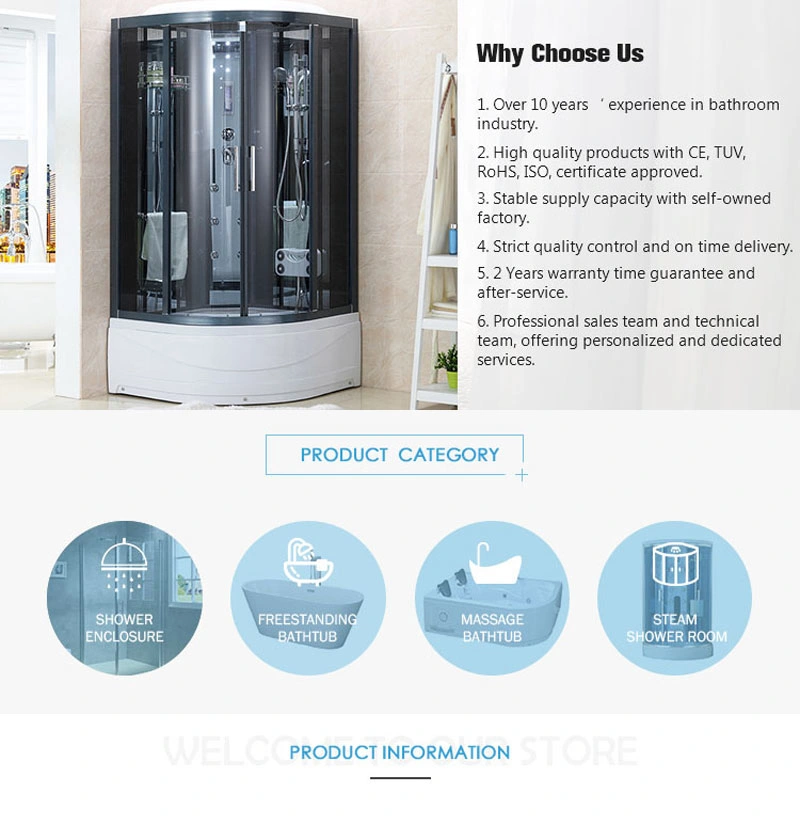 Luxury Bathroom Tempered Glass Steam Shower Room with Touch Screen Control Panel (LTS-9909A)