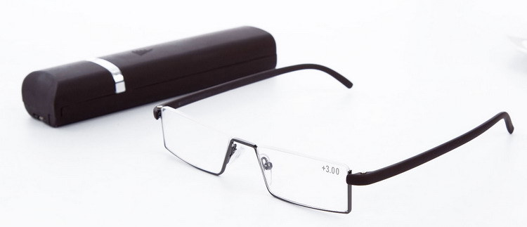 Tr90 Case Reading Glasses Half Rim Half Frames Flexible Reading Glasses Mini Reading Glasses