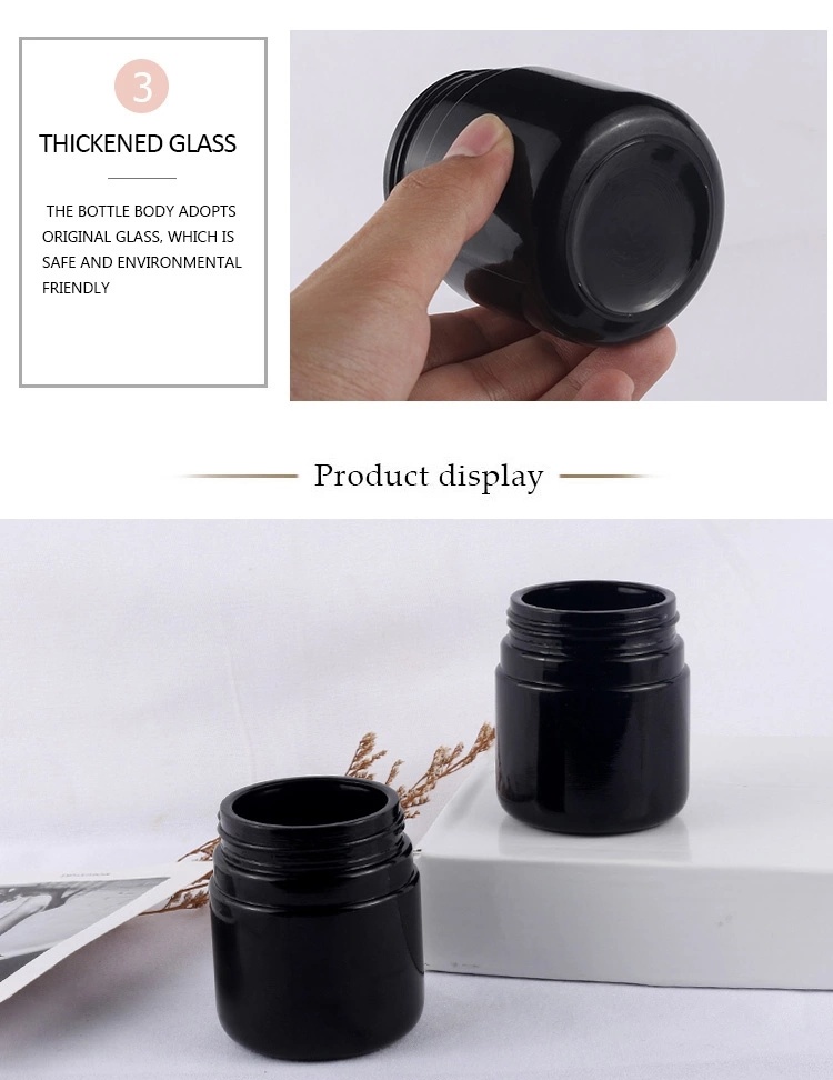 High Quality 100g Jar and Black Round Cream Bottles Glass Jars