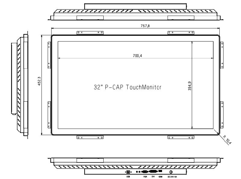 32 Inch Open Frame Multi Touch Screen Monitor Capacitive Touch LCD Display