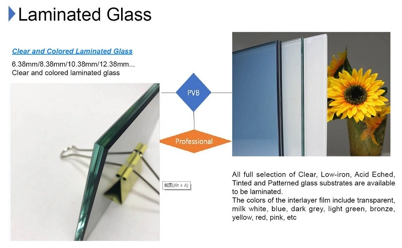 3mm-19mm Decorative Glass Clear / Colored Safety Laminated Glass with Ce & ISO Certificate