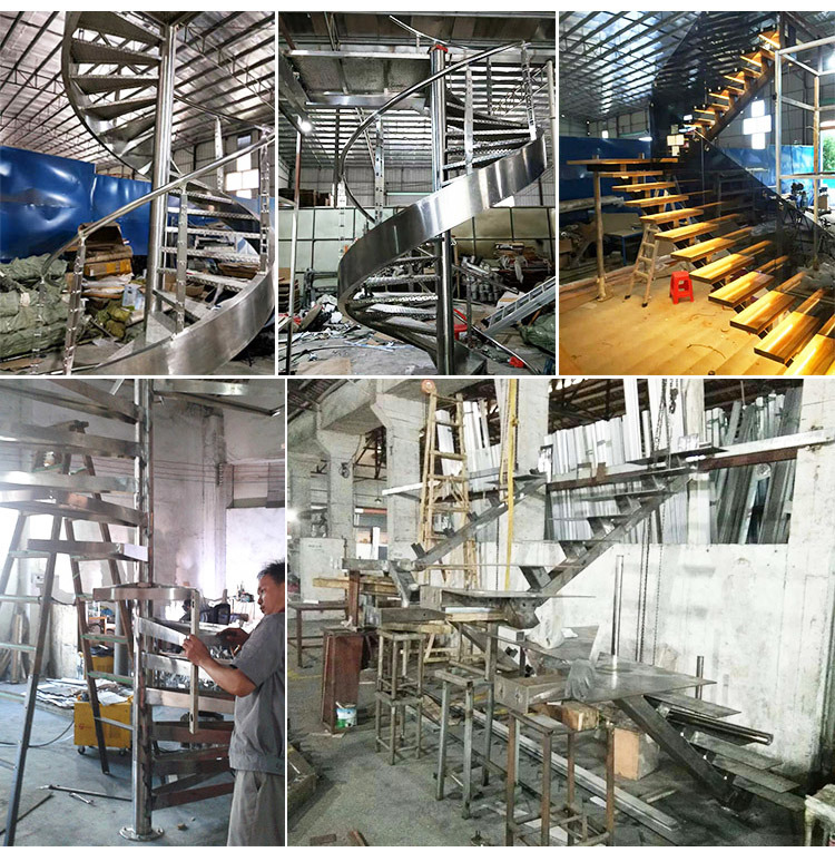 Stainless Steel and Glass Railing Prefabricated Straight Staircase Straight Ladder Customization