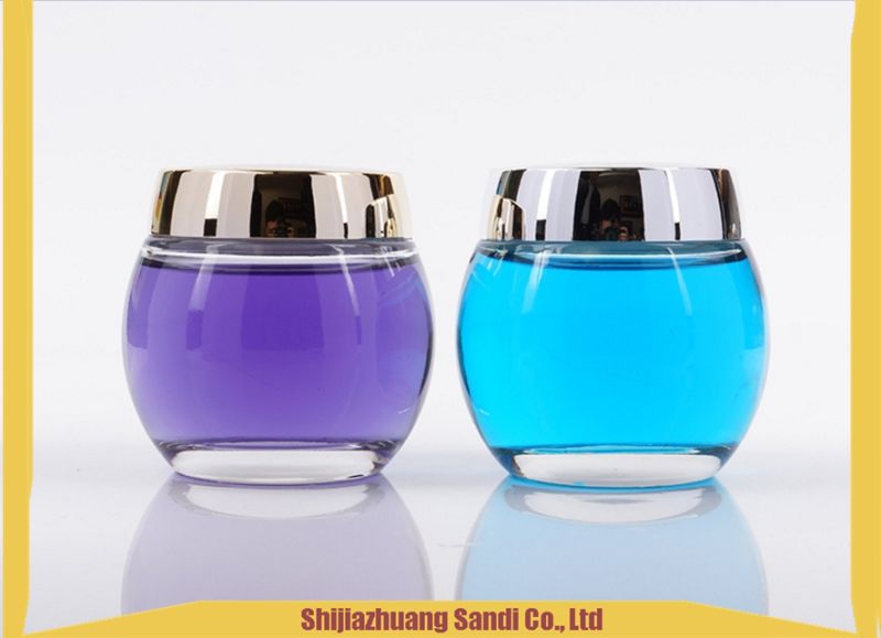 Colorful Round Glass Cream Jar with Aluminium Cover