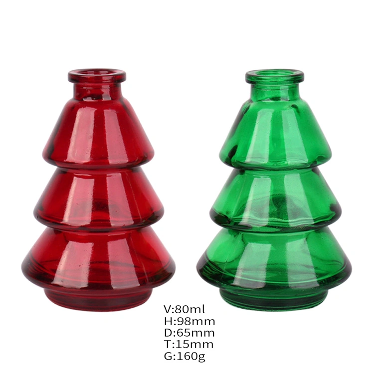 80ml Green Coating Glass Bottle with Stopper Lid for Christmas Gift