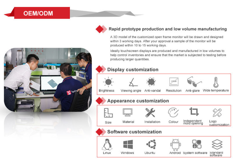 18.5 Inch Anti-Glare Edge to Edge Cover Glass Optical Bonding Projected Capacitive Multiple Touchpanel Screen