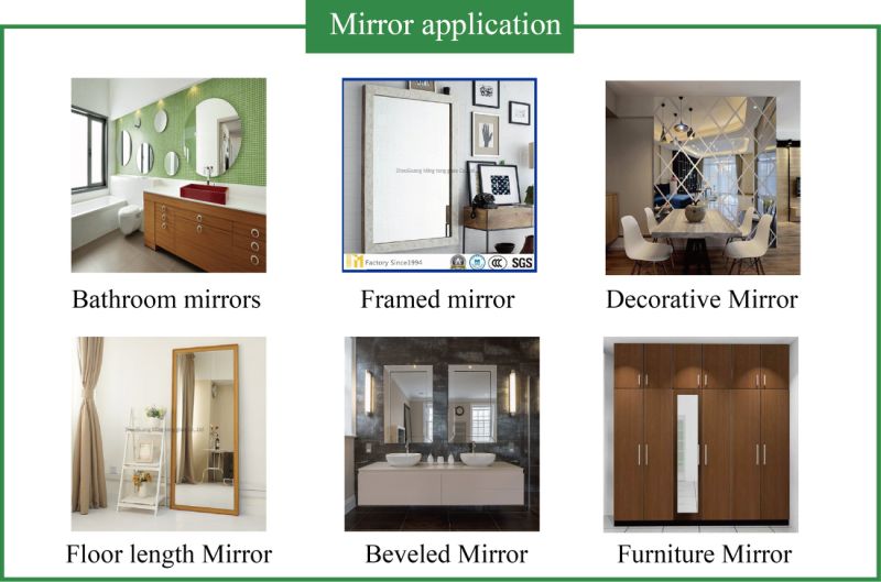 Environment Friendly 3mm 1830 X 2440mm Double Coated Float Glass Clear Aluminum Mirror Glass
