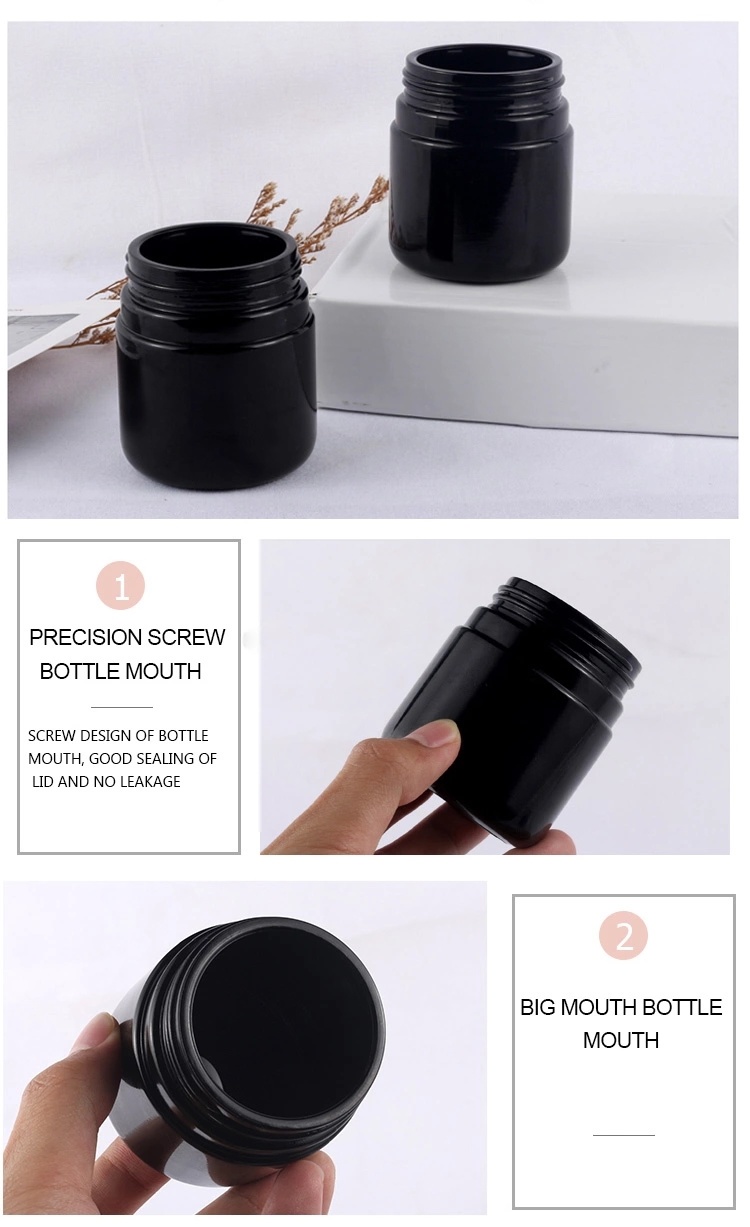 High Quality 100g Jar and Black Round Cream Bottles Glass Jars