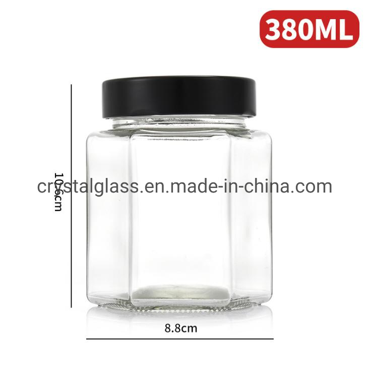 New Arrival Hexagon Glass Jam Jar Honey Jar Pickles Jar with Deep Lid