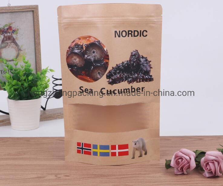 Customized Stand up Pouch Ziplock Kraft Paper Bag Biodegradable Customized Snack Packaging