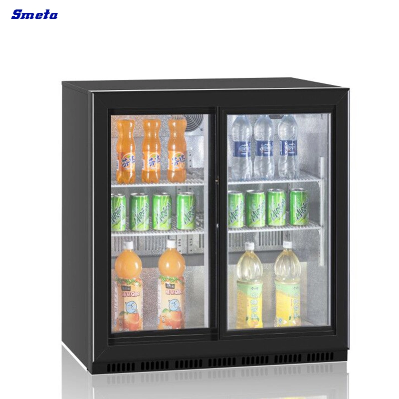 Smeta 205L Double Glass Front Doors Bar Refrigerator Commercial Back Bar Display