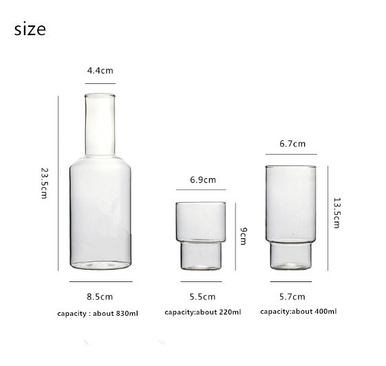 New Transparent and Heat-Resistant Glass Set, Northern Europe Air-Cooled Water Bottle Set