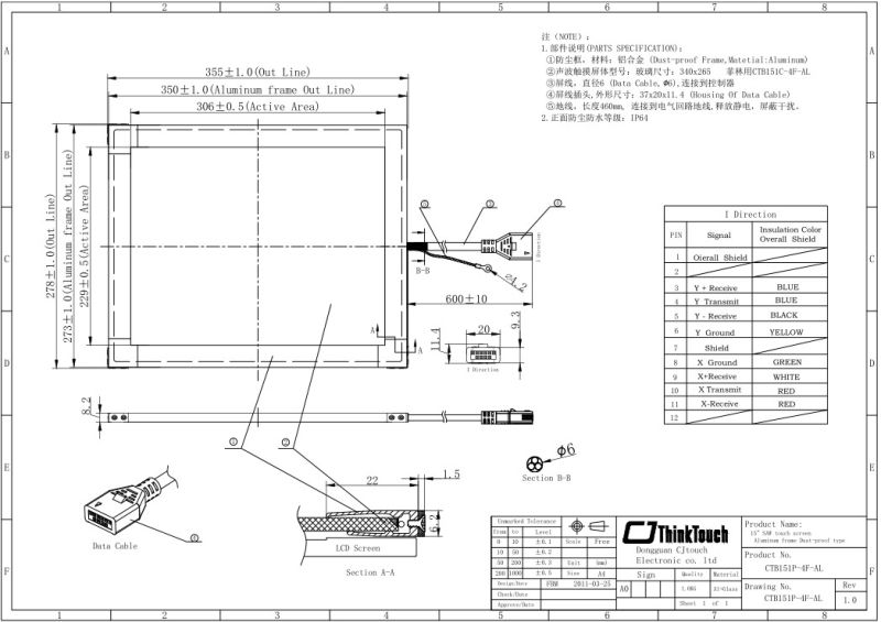 15inch Pcap IR Saw Capacitive Touchscreen Advertising Display Pure Panels Glass Overlay Kit