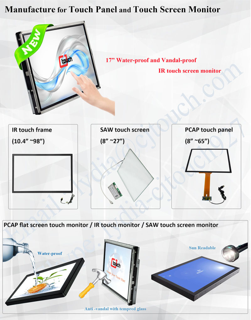 Cjtouch 10.4 Inch Multi-Touch Capacitive Touch Screen Made of Glass+Glass