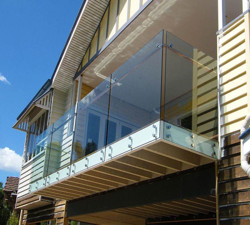 Stainless Steel Standoff Balustrade DIY Grey Glass Fence Panel Balcony Railing Design Glass