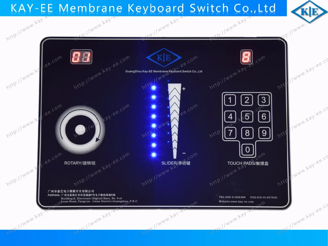 Black Cover Glass Printed Capacitive Membrane Switch with LED Display for Home Use Control