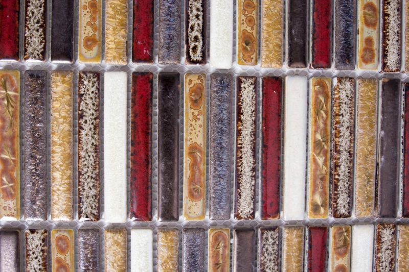 Coffee Shop Decorative Mixed Color Strip Ceramic Glazed Mosaic Tile