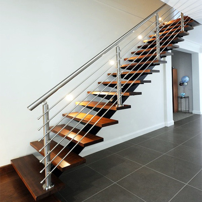 New Style High Quality Indoor Glass-Wood Staircase Straight Stair