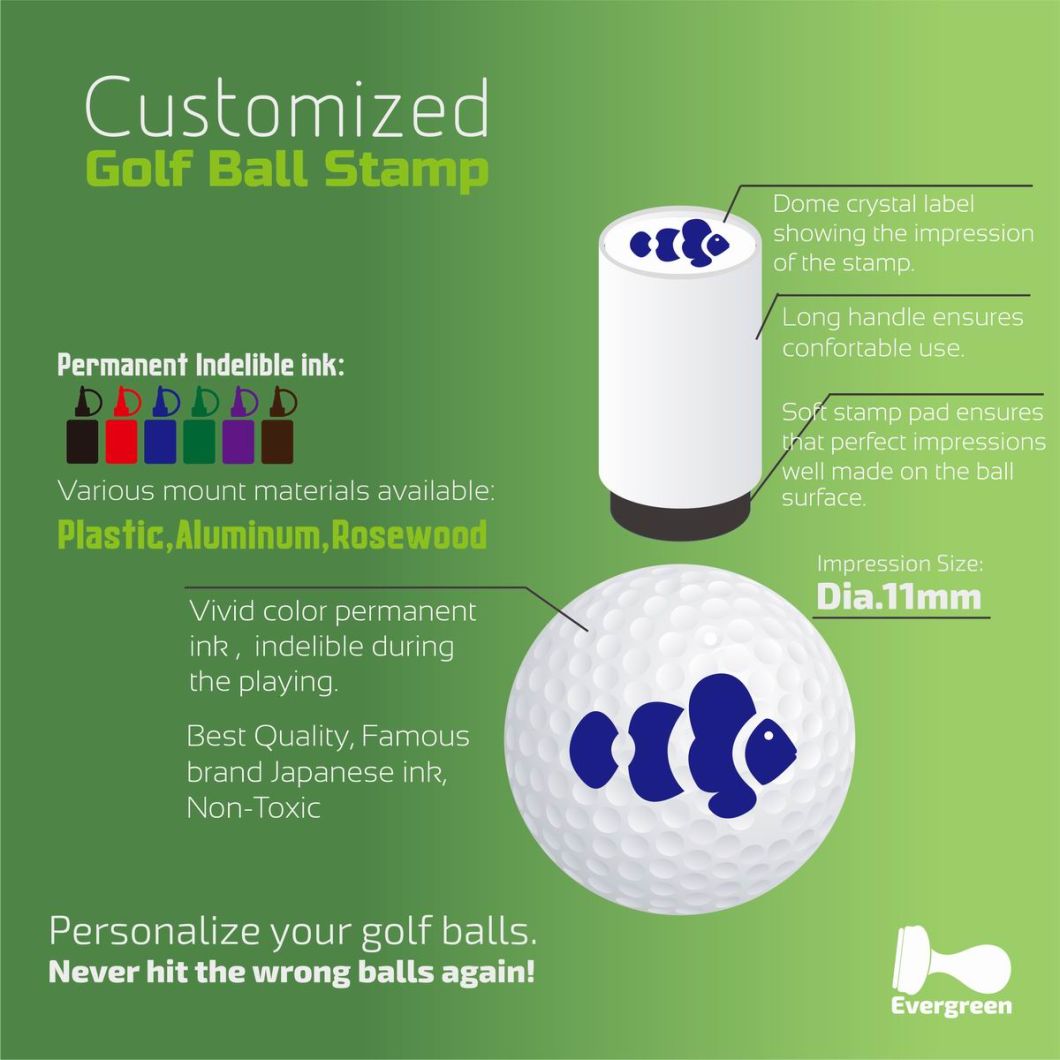 Customized Golf Ball Stamps, to Create Smudge Free Mark on Balls, Use Best Quality Permanent Ink