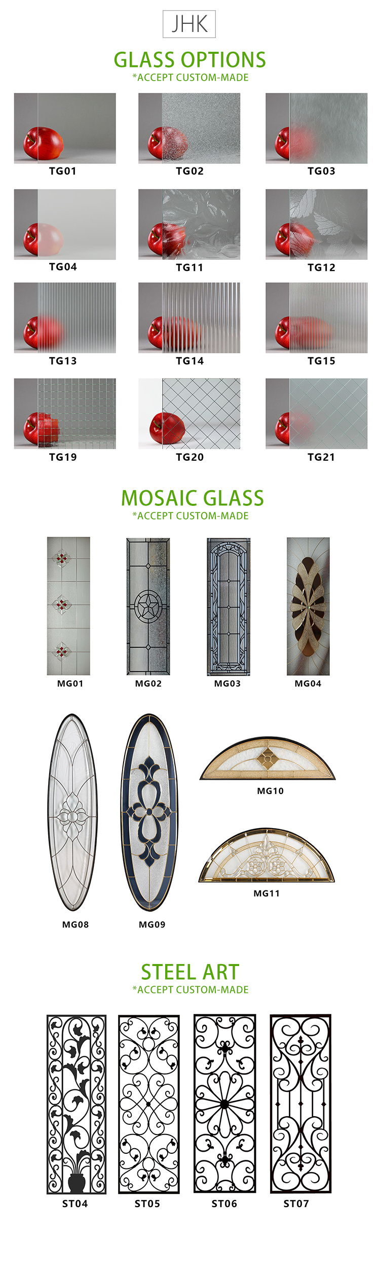 Jhk-12mm Tempered Glass Door Prices Decorative Glass Inserts Door