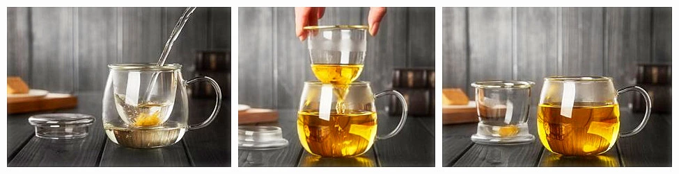 Borosilicate Glass Tea Mug Tea Glass Mug Hand Made Glass Tea Cups Mug with Infuser