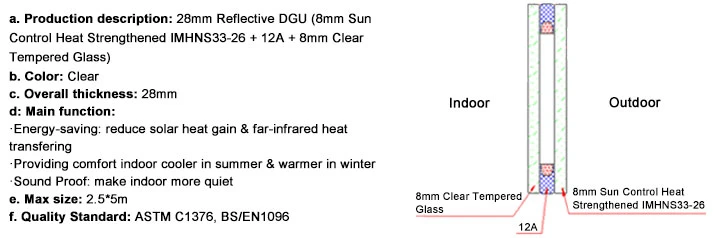 Anti-Reflective Sun Control Low E Tempered Insulated Glass