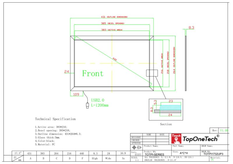 17.3 17 Inch Infrared IR 4: 3 Touchpanel Touch Sensor Screen Components with Industrial Break-Resistant Anti-Vandal Glass USB Interface Vending Kiosk Machine